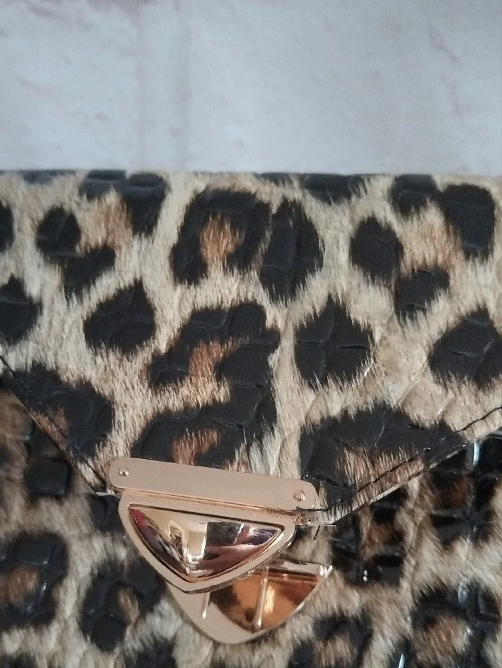 Leopard Print Envelope Clutch Wristlet - Brown